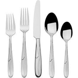 Mikasa 5061639 Cocoa Blossom 65-Piece 18/10 Stainless Steel Flatware Set