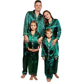 Satin Christmas Pajamas for Family Solid Silk Sleepwear